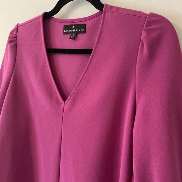 Tuckernuck Pomander Place Hollis Puff Sleeve V Neck Blouse Orchid Size S Career - Picture 5 of 11